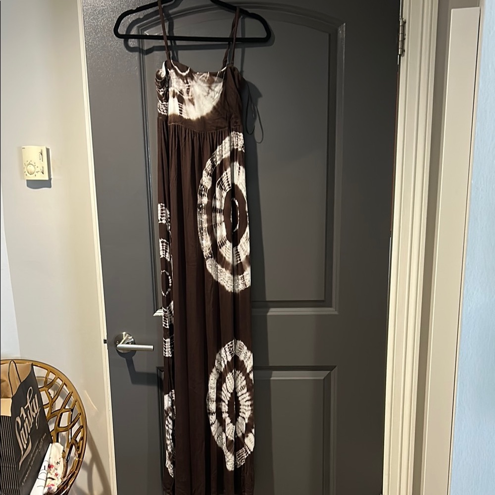 International Concepts / Brown and White Tie-Dye Maxi Dress